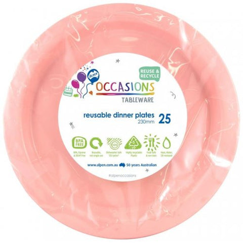 Reusable Pink Dinner Plates pack 25 #382104