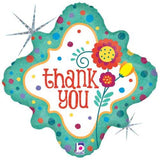 Thank You Dots & Flowers Foil Balloon 45cm (18") #36306